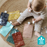 Pochettes Alimentaires Réutilisables BOHO (ensemble de 6) Sachets/Sacs Écologiques à compote, yogourt smoothie