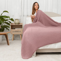 Couvertures en mousseline de coton pour adultes - Mauve