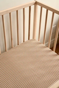 Drap contour lit de bébé - Vichy brown