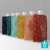 Pochettes Alimentaires Réutilisables BOHO (ensemble de 6) Sachets/Sacs Écologiques à compote, yogourt smoothie