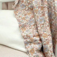 Mousseline Création Jade - bambou & coton - Fleurs rétro lilas