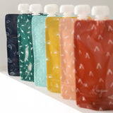 Pochettes Alimentaires Réutilisables BOHO (ensemble de 6) Sachets/Sacs Écologiques à compote, yogourt smoothie