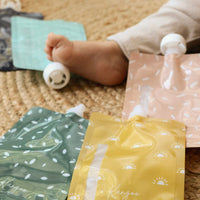 Pochettes Alimentaires Réutilisables BOHO (ensemble de 6) Sachets/Sacs Écologiques à compote, yogourt smoothie