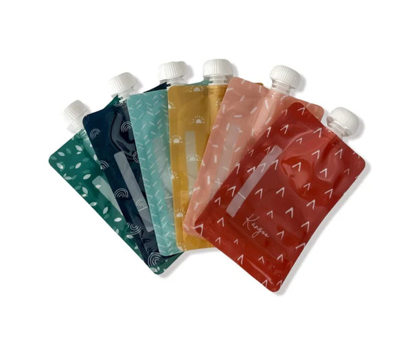 Pochettes Alimentaires Réutilisables BOHO (ensemble de 6) Sachets/Sacs Écologiques à compote, yogourt smoothie