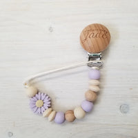 Attache-suce Bois - Petite marguerite - Crème & lilas