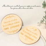 Pastille de Bois Annonce Bébé – Duo Parrain & Marraine 4 pouces