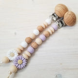 Attache-suce Bois - Petite marguerite - Crème & lilas