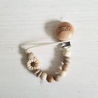 Attache-suce Bois - Petite marguerite - Cappuccino et creme