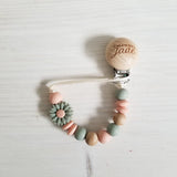 Attache-suce Bois - Petite marguerite - Pêche et crème