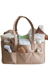 Sac à couches caddy en cuir végane & organisateur de chambre de bébé