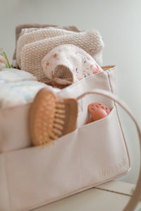 Sac à couches caddy en cuir végane & organisateur de chambre de bébé