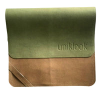 Mini tapis à langer en cuir vegan - Tan & vert