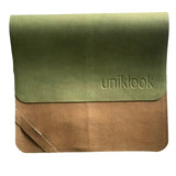 Mini tapis à langer en cuir vegan - Tan & vert