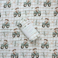 Mousseline Création Jade - bambou & coton - Petit mouton à la ferme