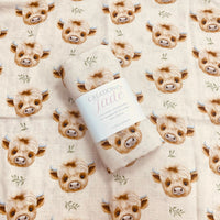 Mousseline Création Jade - bambou & coton - vache Highland