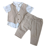 Ensemble chic 2 pieces en Lin H&M - 4-6mois ** Beige PALE