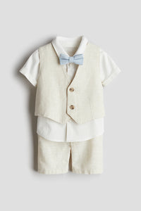 Ensemble chic 2 pieces en Lin H&M - 4-6mois ** Beige PALE
