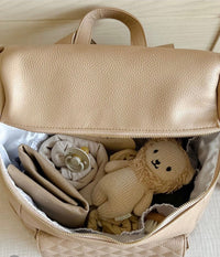 Mini tapis à langer en cuir vegan - Tan & vert