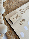 Tableau Routine enfant en bois évolutive, matin et soir