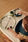 Assiette à compartiments en acier avec succion en silicone