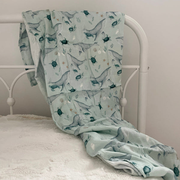 Mousseline Création Jade - bambou & coton - Baleines