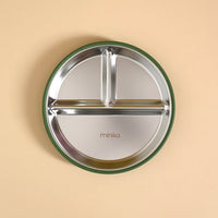 Assiette à compartiments en acier avec succion en silicone