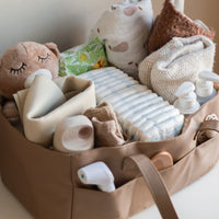 Sac à couches caddy en cuir végane & organisateur de chambre de bébé