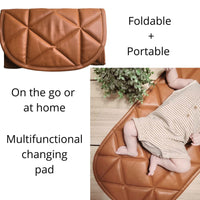 Tapis à langer matelassé & tapis de jeu en cuir végane — Amber