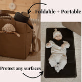 Mini tapis à langer en cuir vegan - Noir et crème