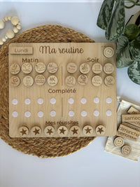 Tableau Routine enfant en bois évolutive, matin et soir