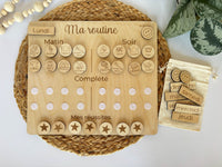 Tableau Routine enfant en bois évolutive, matin et soir