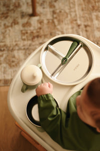 Assiette à compartiments en acier avec succion en silicone