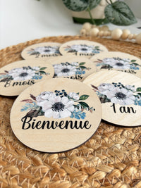Ensemble de pastilles de mois bébé – Bois et impression couleur
