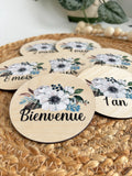 Ensemble de pastilles de mois bébé – Bois et impression couleur