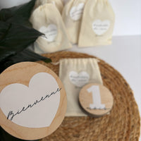 Ensemble de pastilles de mois bébé – Bois et impression couleur