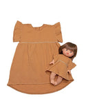 Collection Duo – Robe “DAISY” en coton double gaze Camel